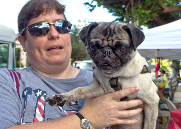 woman with pug, Lake Worth 2013