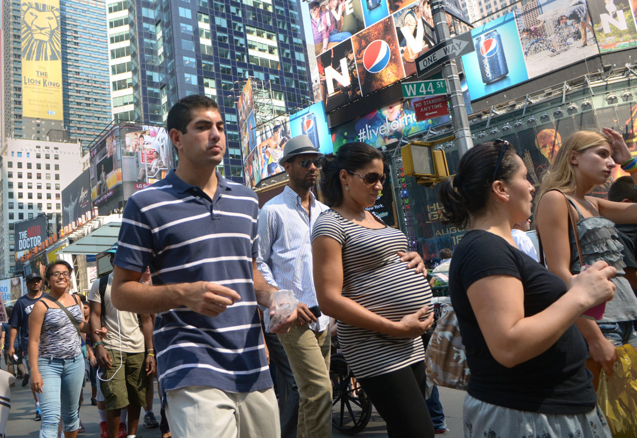 With child, New York 2012